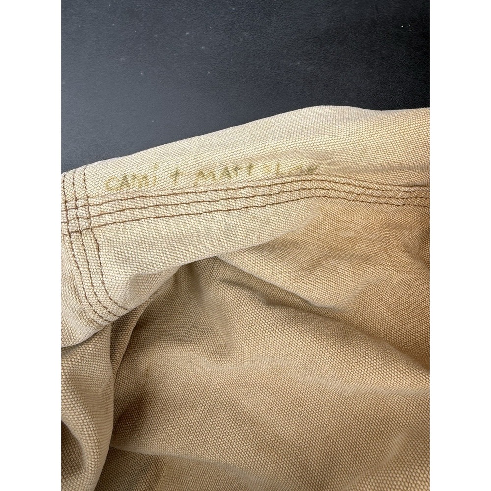 Vintage Carhartt Duck Canvas Hooded Work Jacket Distressed Brown XL Tall - Picture 9 of 10